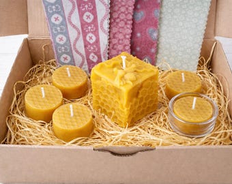 Geschenk zum Einzug | Bienenwachskerzen & Bienenwachstücher Set | nachhaltige Geschenkideen aus Frankreich