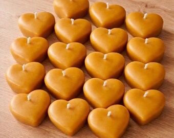 Herzkerzen aus Bienenwachs, Tischdeko Hochzeit, Hochzeitskerzen, natürliche Deko, 10, 20, 30 Stück, Taufe, Konfirmation