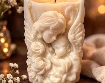 Handmade Guardian Angel Candle – Spiritual Protection, Prayer, Comfort Home Decor