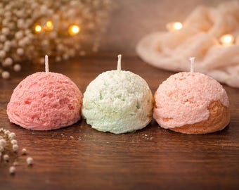 Ice Cream Scoop candle Set of 3