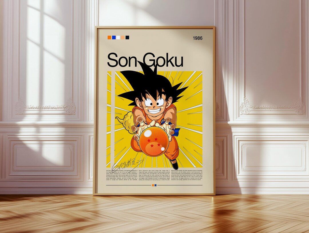 Son Goku Poster | Dragon Ball Z Wall Art | Anime Manga Print | Retro ...