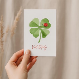 Congratulations card &quot;Good luck&quot; | Card with clover leaf & ladybug | Exam, new job, studies, new beginning