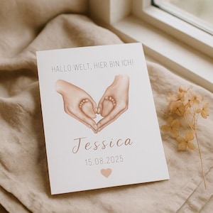 Personalized Baby Birth Card | Hello World Card | Birth Card with Name & Date | Baby Card Girl Boy
