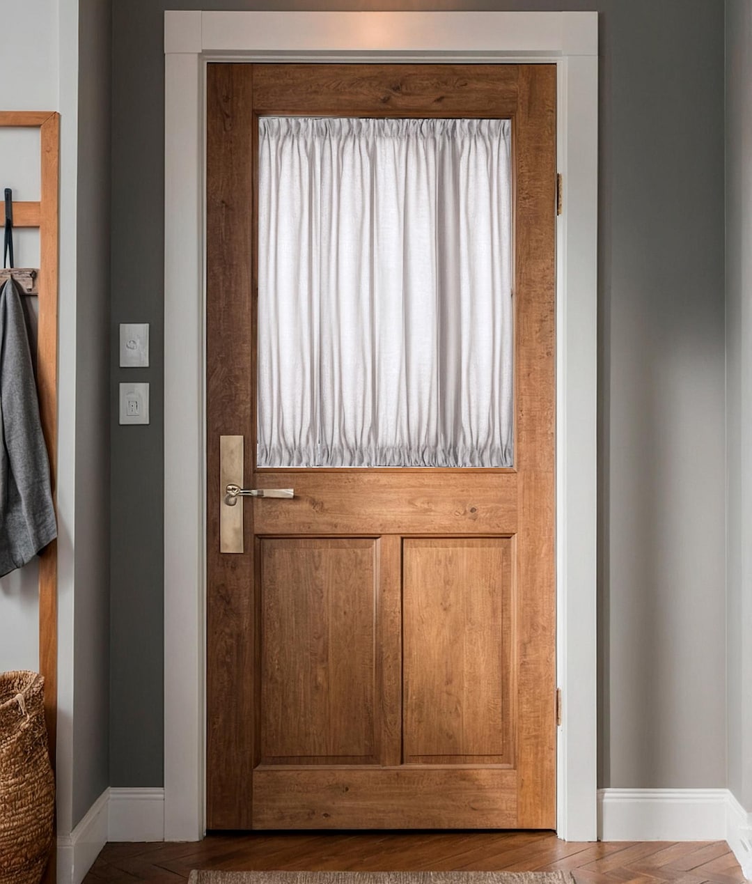 Linen French Front Door Sidelight Curtains | Short Vintage Cafe ...