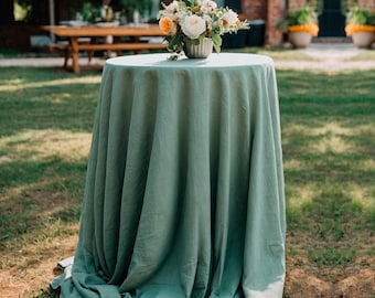 Custom Sage Green Linen Tablecloth: Rustic Farmhouse Style