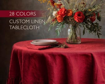 Individuelle Rüschen Leinen Tischdecke: Für ovale, runde, eckige Esstische