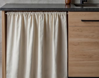 Linen Kitchen Curtains | Cafe Drapery & Privacy Tier Valances for Shelves and Bookcases