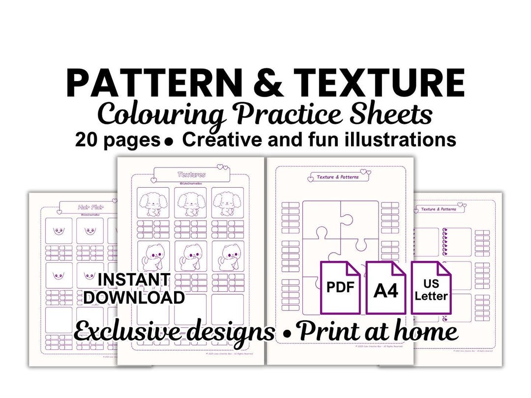 Texture & Pattern Practice Workbook: 20 Unique Colouring Pages ...
