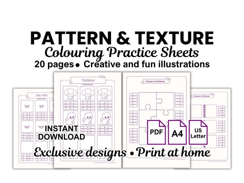 Texture & Pattern Practice Workbook: 20 Unique Colouring Pages ...