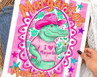 Margaritas Made Me Do It PNG, Preppy Alligator PNG, Rolig Sommaralligatordesign, Trendiga Ränder PNG, Kustnära Flickaktig PNG, Boutique PNG