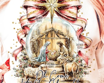 Adrette christliche Krippe PNG, Retro Glaube PNG, Kokette Hand gezeichnete Krippe PNG, größtes Geschenk aller Weihnachtssublimationsdesign