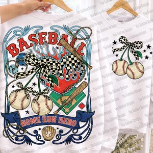 Jonrón de béisbol PNG, Arco de béisbol coqueto, Diseño de sublimación para el día del juego, Béisbol femenino PNG, Pelota de juego PNG, Descarga digital para mamá deportista