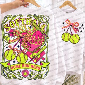 Softbol preppy PNG, jonrón de softbol PNG, arco de softbol coqueto, diseño de sublimación para el día del juego, softbol femenino, pelota de juego PNG, mamá deportista