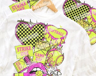 Hand-painted Softball Collage PNG, Game Day Softball Png, Boujee Softball Png, Softball Western Png, Game Day Png, Softball Checkered Png