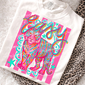 Preppy Easy Tiger Png, Funny Sarcastic PNG, Snarky Colorful Shirt Doodle Design, Trending Stripes Png, Girly Png, Boutique Png image 3