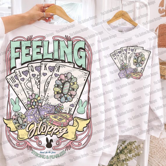 Feeling Hoppy Easter PNG, Western Easter Playing Cards Png, Wild West Casino Sublimation Design, Girly Easter PNG, Cute Easter Gambling Png