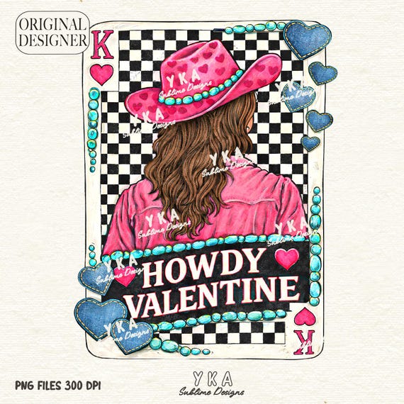 Retro Howdy Valentine PNG, Cowgirl Valentine Png, Western Checkered PNG, Turquoise Cowgirl Valentine PNG, Retro Western Valentine Design