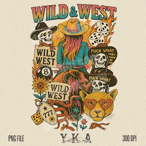 Wild West Western Collage PNG, Trendy Cowgirl PNG, Western Sticker PNG, Western Collage Sublimation, Rodeo Design, Trendy Western Designs