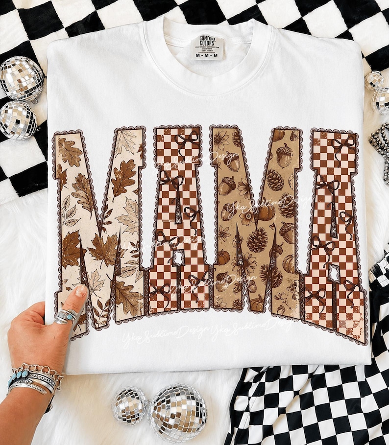Varsity Fall Mama PNG, Checkered Mama Png, Retro Fall Mama Design, Preppy Mom Fall Png, Vintage Autumn Mama Design, Cozy Fall Sublimation image 4