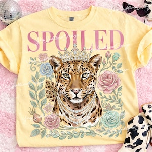 Leopardo mimado PNG, diseño de sublimación de corona de guepardo Boujee, guepardo floral preppy, gráfico de camiseta Sassy Queen, diseños PNG de moda imagen 8