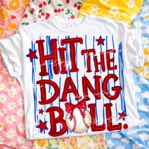 Preppy Coquette Baseball PNG, Hit The Dang Ball Diseño de sublimación, Stripes Baseball Mom Game Day Descarga digital imagen 3