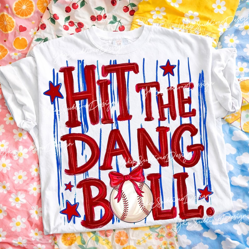 Preppy Coquette Baseball PNG, Hit The Dang Ball Diseño de sublimación, Stripes Baseball Mom Game Day Descarga digital imagen 3