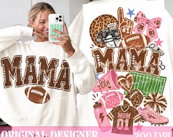 Retro Football Mama Png, Game Day Football Shirt Png, Trendy Mama PNG, Football Season, Front and Back Doodle Sports Mom Digital Download