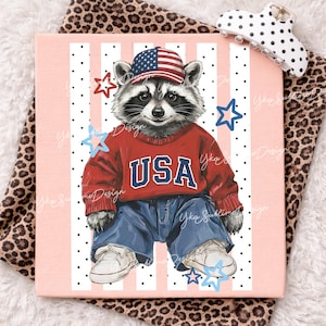 Red White and Feral PNG, Patriotic Raccoon 4th of July Design, America 250th Anniversary, Independence Day Sublimation, Retro 1776-2026 image 5