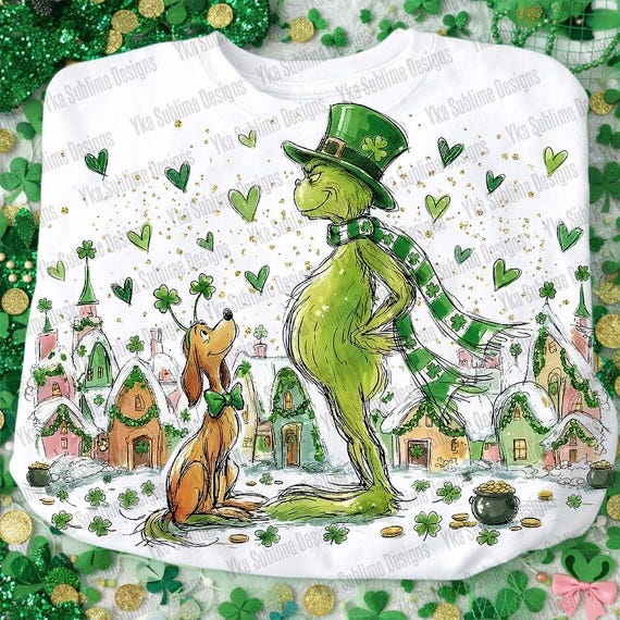 Vintage Grinc St. Patrick's Day Png, Retro St Patricks Day PNG, Funny St Patty's Day png, Lucky Design, St Patricks Coquette Digital File