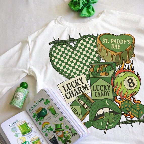 Western St Patrick's Day Collage Png, Coquette St Patrick's Day Png, Retro Western Lucky Png, St Pattys day Png, Retro St Patrick day Png