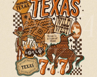 Western Texas Collage PNG, Howdy Western Collage PNG, Country Aesthetic Sublimation, Western Sticker, Burnt Orange Texas, Texas State Shirt