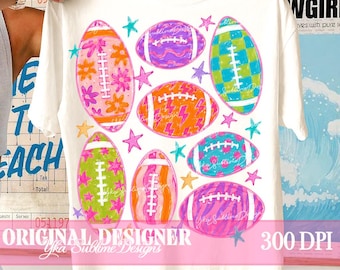 Preppy Football Design, Girly Football Clipart, Colorful Football Png, Trending Football Png, Funny Game Day Football, Football Mom Design