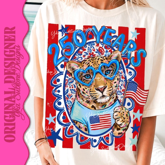 Preppy Patriotic Leopard PNG, America 250 Leopard Design, Striped USA 250 Png, American Flag Leopard PNG, Trending Png, Girly Boutique Png
