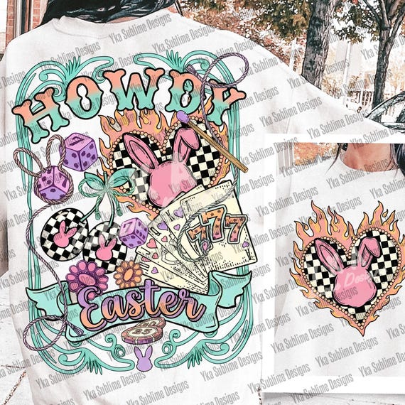 Howdy Easter PNG, Coquette Bunny Western Design, Western Easter Clipart, Checker Bow Bunny PNG, Country Easter Sublimation, Wild West Png