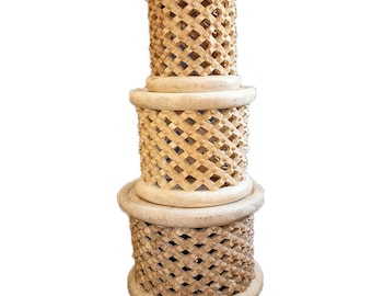 Natural Brown African Coffee stool and table Trio set