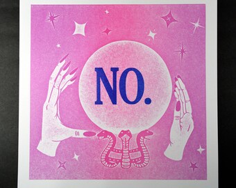 Crystal Ball Fortune Teller "No." letterpress print