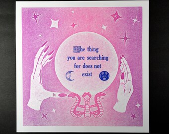 Crystal Ball Fortune Teller "The Thing You Are Searching For..." letterpress print