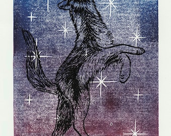 Dancing Coyote Nighttime 8"x10" archival print