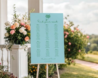 Hand-Drawn Wedding Seating Chart Template, French Style (Canva)
