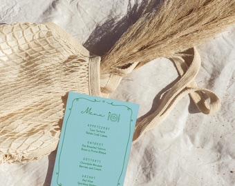Whimsical Hand-Drawn Wedding Menu Template: Editable Canva Design (4x9, 5x7) (Digital Download)
