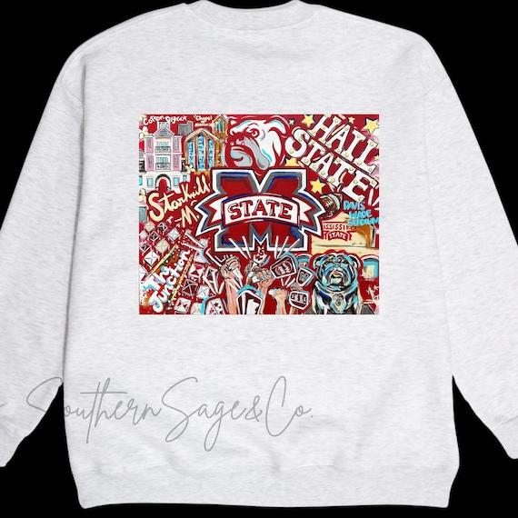 Hail State Sweatshirt | Maroon & White Game Day Crew | Preppy College Pullover