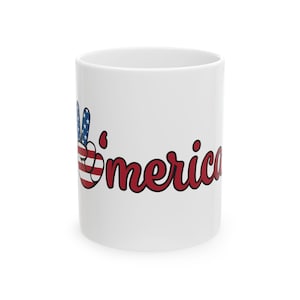 Patriotic Peace Ceramic Coffee Mug: 4th of July Gift