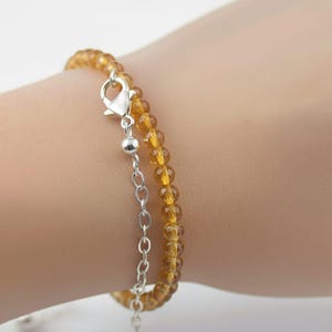 Natural AAA Citrine Bracelet Round Smooth Adjustable Handmade Boost confidence Wealth Abundance Birthstone