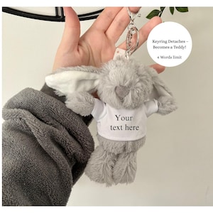 Custom Rabbit Keyring, Keyring Gift, Rabbit Gift, Rabbit Present, Custom Text Keyring, Personalised Rabbit Keyring, Gift For Her