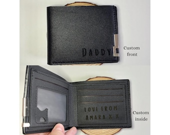 Personalised Engraved Wallet, Personalised Leather Wallet for Men, Dad, Grandad, For Him, Custom Name Wallet, Father's Day Gift