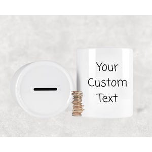 Custom 11oz Money Box, Personalised Ceramic Coin Bank, Any Wording, Unique Gift for Kids, Adults, Birthdays, Savings Jar