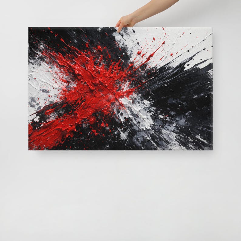 Red Black Abstract Canvas Print – Modern Bold Wall Art - Etsy