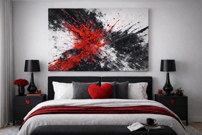 Red Black Abstract Canvas Print – Modern Bold Wall Art - Etsy