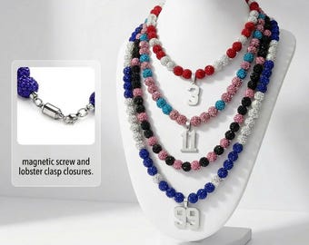 Personalized Baseball Necklace | Custom Number, Team Colors | Player or Team Gift | Game Day Jewelry