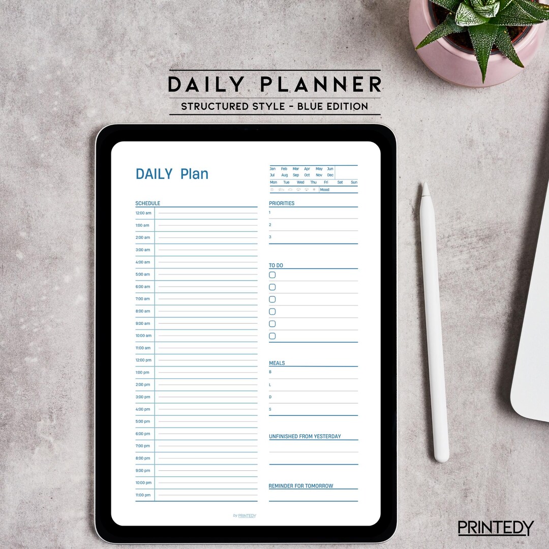 Daily Planner Printable PDF – Structured Style – Adhd-friendly ...